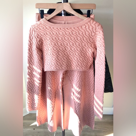 M 🔖 RARE!  Free People Beach Ziggy Sweater Set Wide Leg Pants Crop Top - Picture 9 of 14